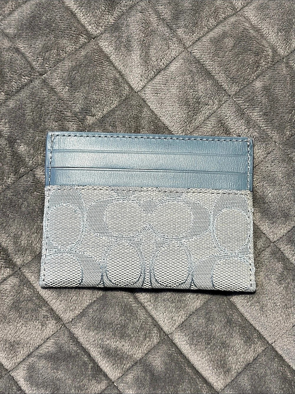 Coach Essential Card Case in Signature Jacquard Blue & White Wallet